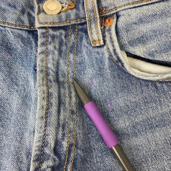 Zara the HW kick high waist distressed hem high medium wash blue jeans  XS - Picture 6 of 16